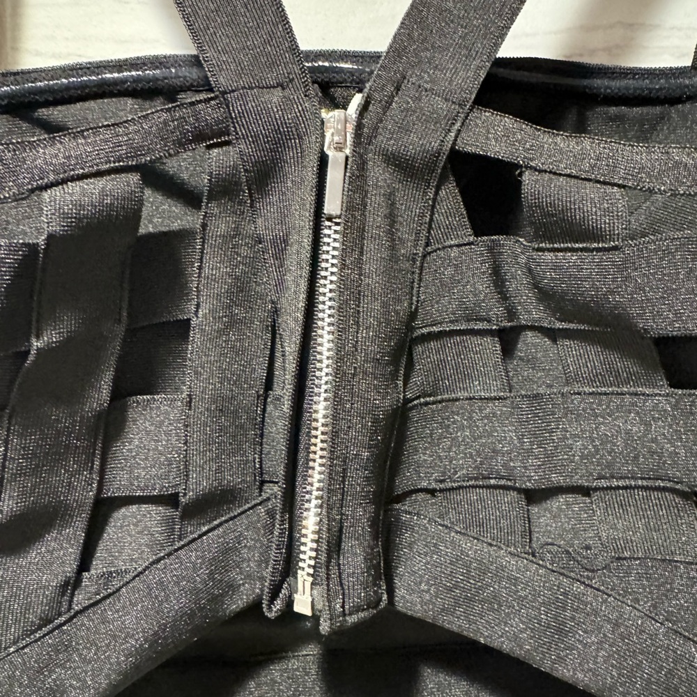 Bebe Bandage Black Crop Top Size Small - Picture 6 of 12